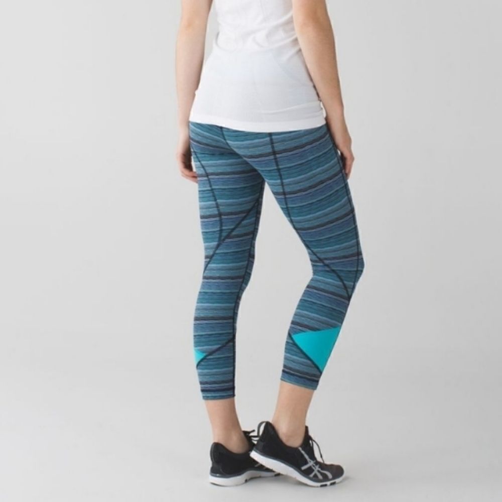 Lululemon Pace Rival Crop Space Dye Twist Naval Blue Peacock Womens 4 Athliesure